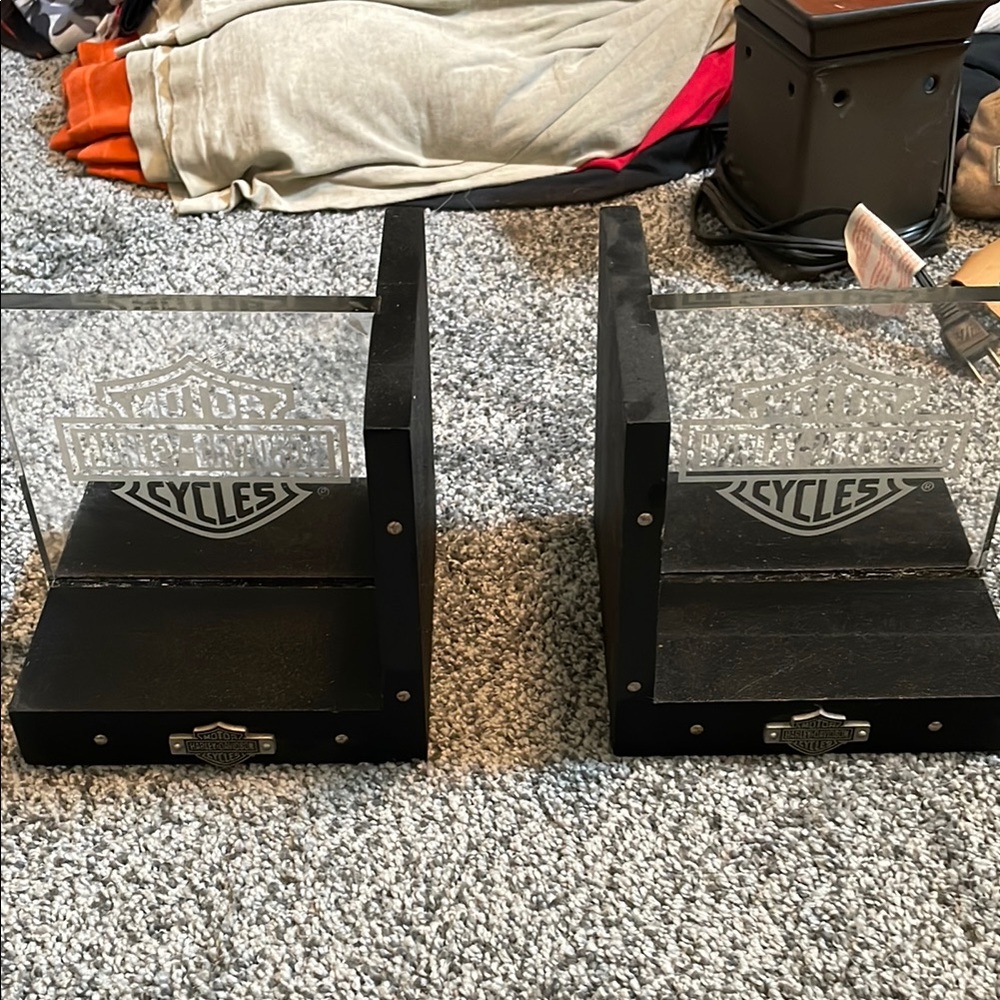 Harley-Davidson Black and Silver Bookends